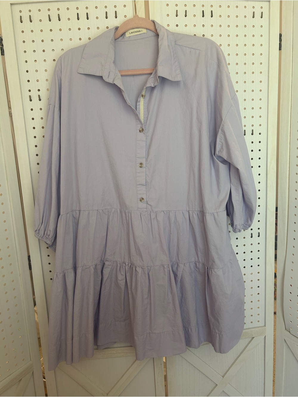 Lavender Tiered Button-Front Women's Dress